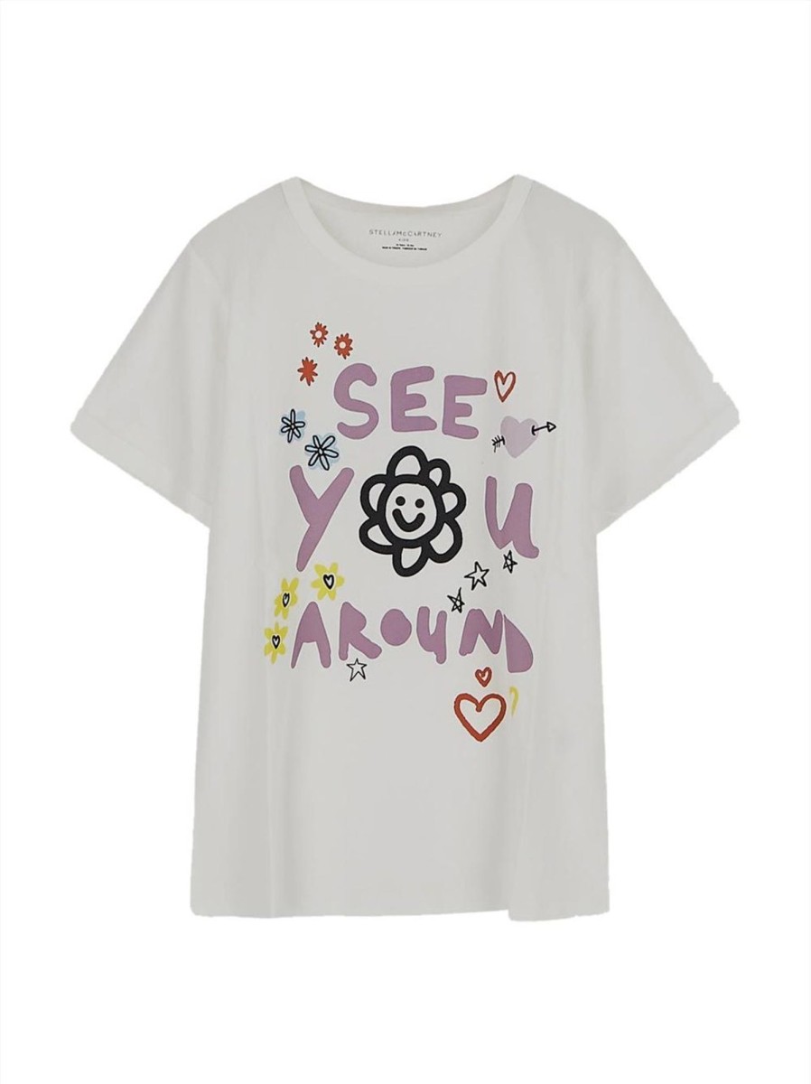 Kids Stella McCartney Tops | Stella Mccartney Printed T-Shirt Wit