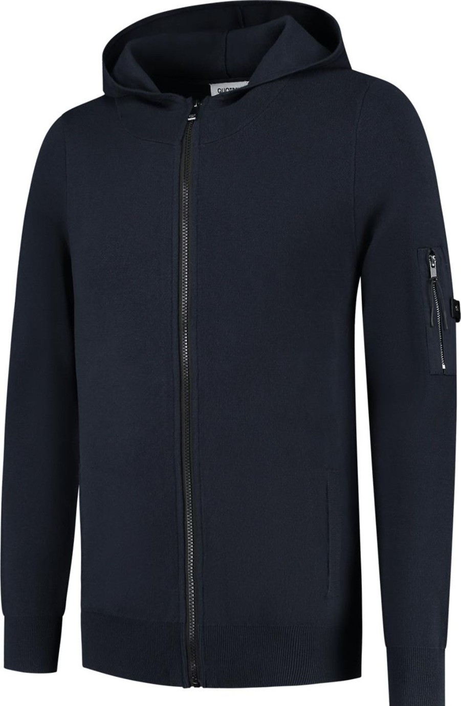 Heren Quotrell | Quotrell Quotrell Couture - Bilbao Knitted Hoodie | Navy Blauw