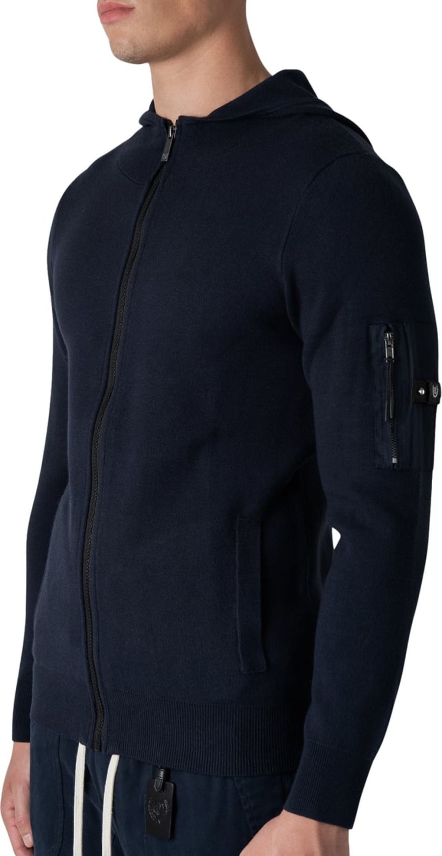 Heren Quotrell | Quotrell Quotrell Couture - Bilbao Knitted Hoodie | Navy Blauw