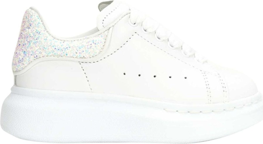 Kids Alexander McQueen Sneakers | Alexander Mcqueen Molly Sneaker Wit-Zilver Glitter Wit