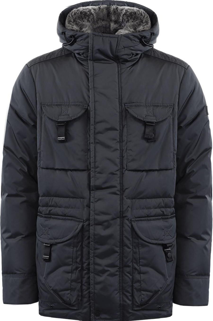 Heren Peuterey | Peuterey Aiptek Nbe 03 Fur - Field Jacket Van Irisirende Tafzijde Grijs