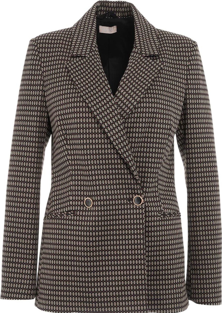 Dames Liu Jo | Liu Jo Double Breasted Blazer With Pattern Rood