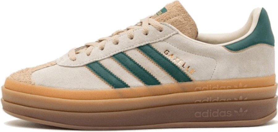 Dames Adidas | Adidas Gazelle Bold W Cream White / Collegiate Green / Magic Beige Wit