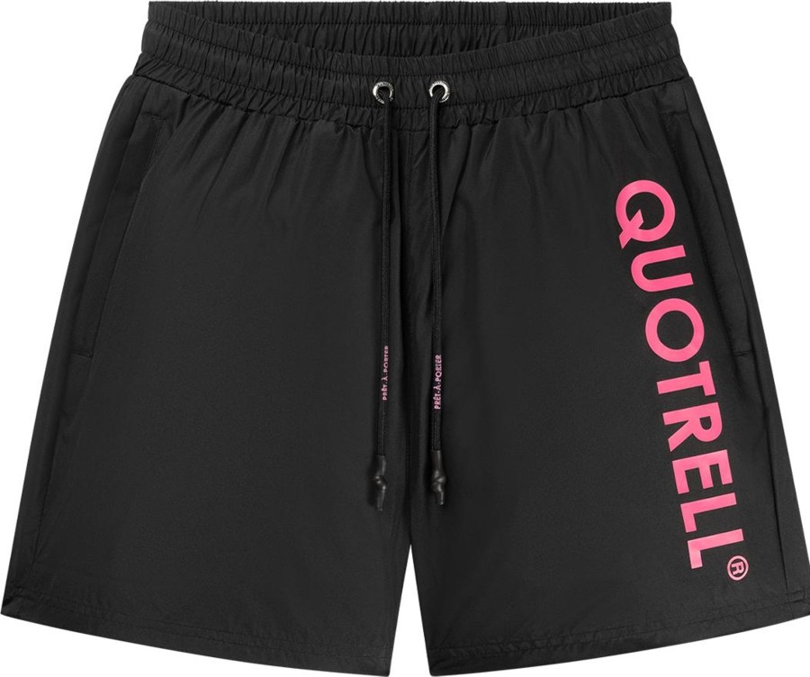 Heren Quotrell | Quotrell Maui Swimshorts | Black/Neon Pink Zwart