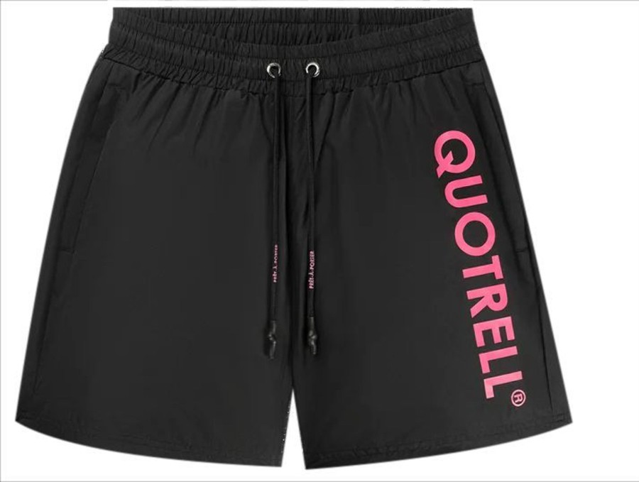 Heren Quotrell | Quotrell Maui Swimshorts | Black/Neon Pink Zwart