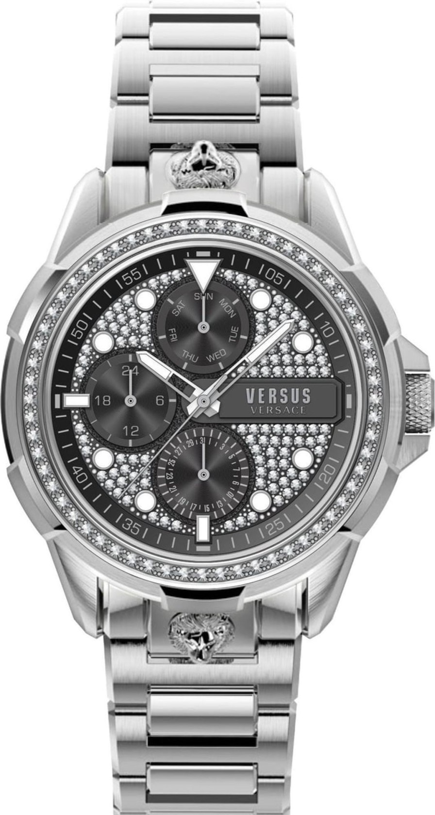 Heren Versace | Versace Vsp1M1221 6Eme Arrondissement Horloge Zwart