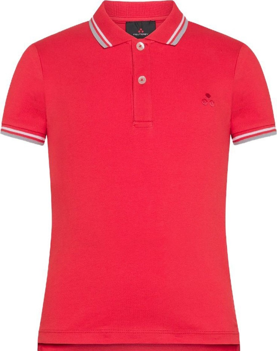 Kids Peuterey Tops | Peuterey New Medinilla Str Kid - Stretchkatoen Polo Met Korte Mouwen Rood