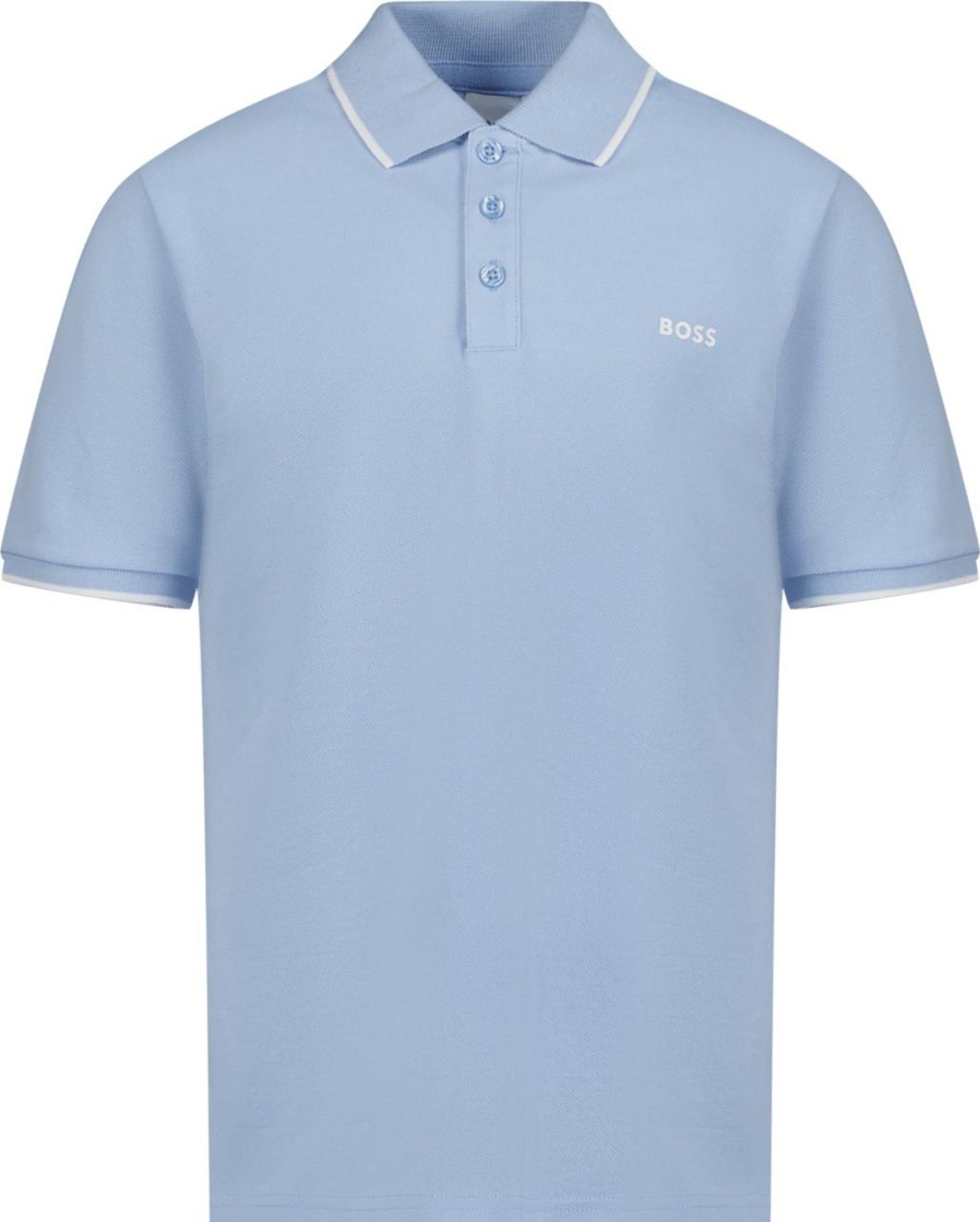 Kids Hugo Boss T-Shirts | Hugo Boss Boss Kinder Jongens Polo Licht Blauw Blauw