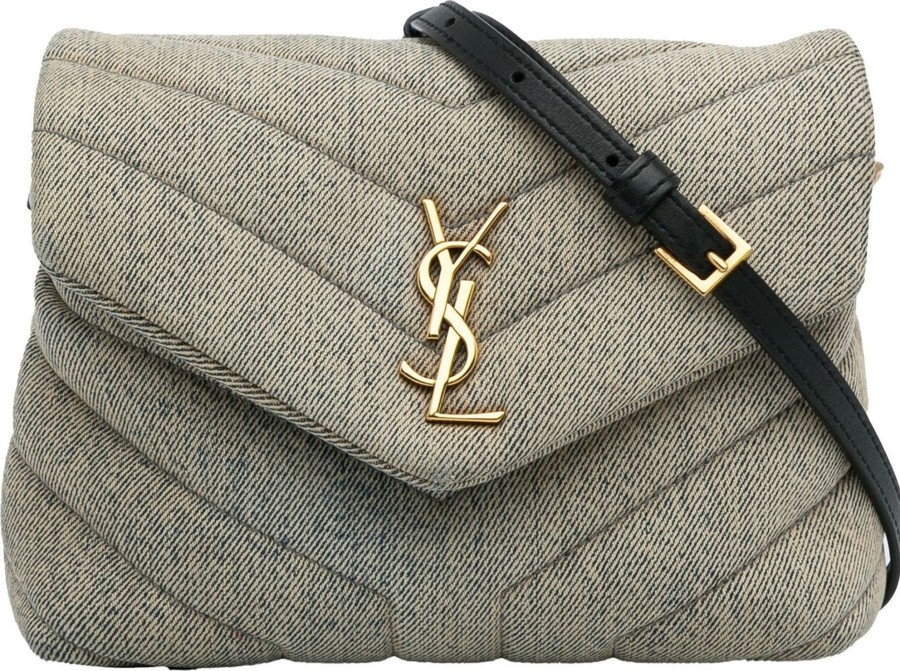 Dames Saint Laurent | Saint Laurent Denim Toy Loulou Crossbody Blauw