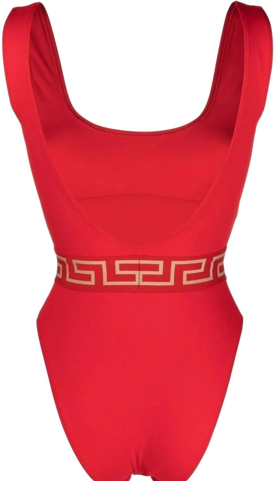 Dames Versace | Versace Greca Waistband One-Piece Swimsuit Rood