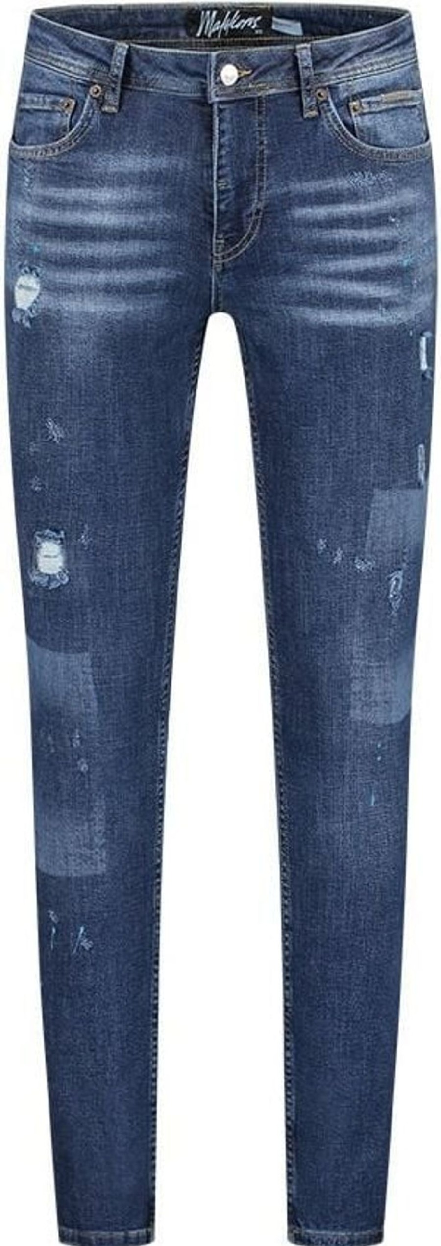 Heren Malelions | Malelions Stained Jeans - Dark Blue Blauw