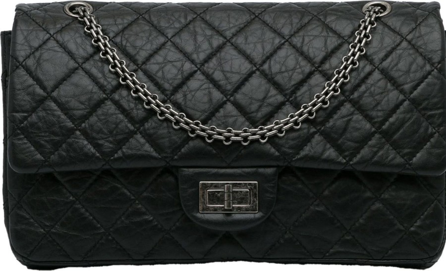 Dames Chanel | Chanel Reissue 2.55 Aged Calfskin Double Flap 227 Zwart