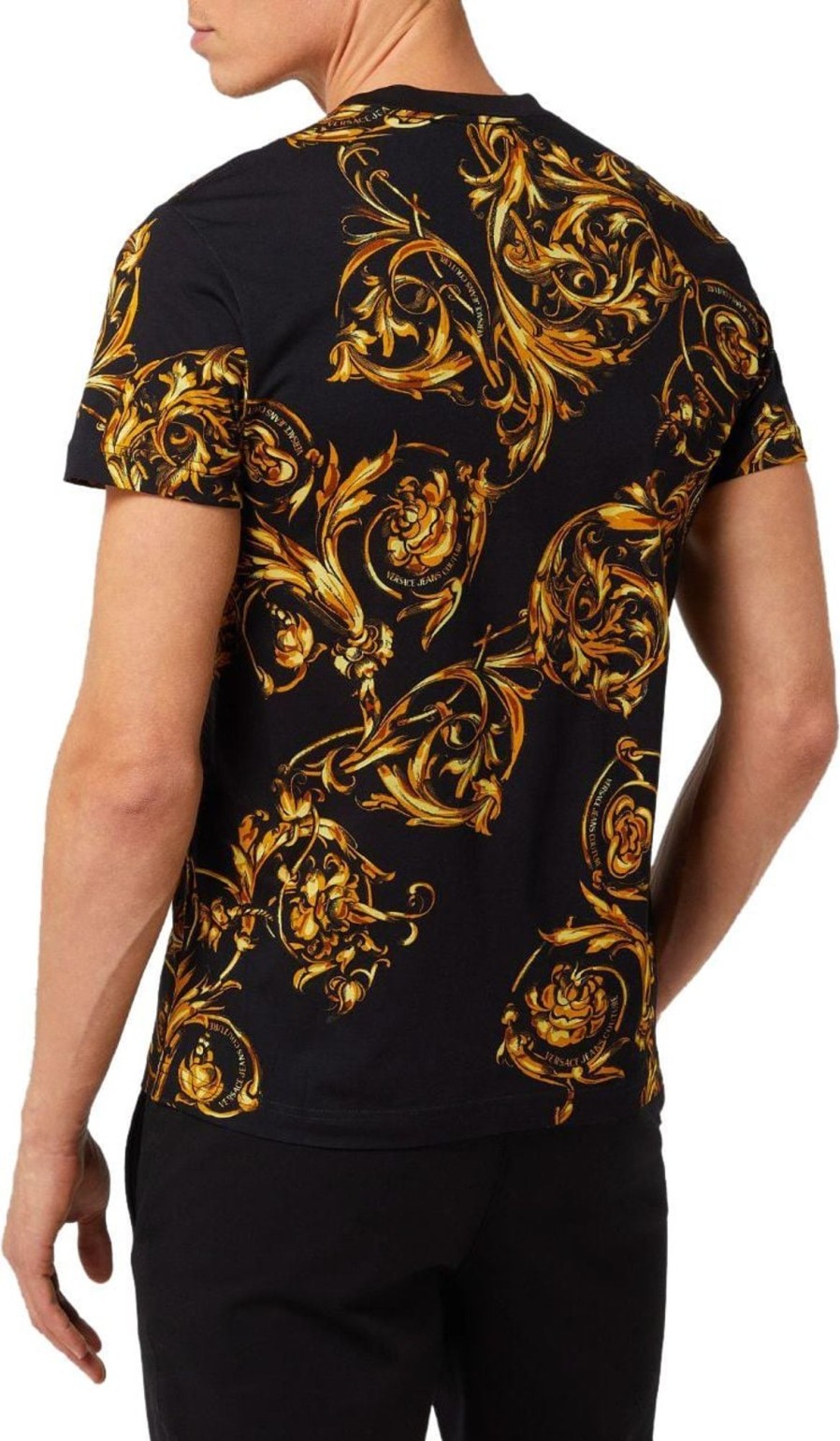 Heren Versace Jeans Couture | Versace Jeans Couture Versace Jeans Couture T-Shirt Allover Print Black/Gold Zwart