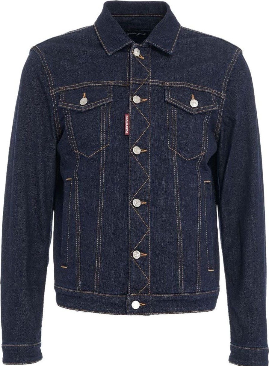 Heren Dsquared2 | Dsquared2 Dan Jean Dark Blue Denim Jacket Blue Blauw