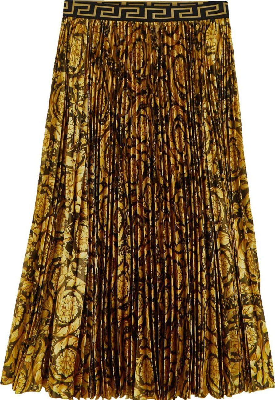 Kids Versace Rokken | Versace Baroque Pleated Midi Skirt Goud