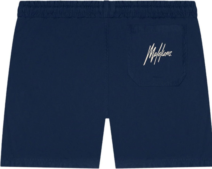 Heren Malelions | Malelions Essentials Swimshort - Navy/Beige Blauw