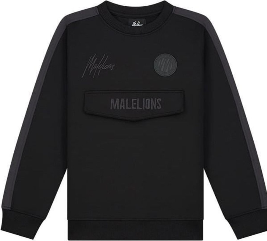 Kids Malelions Truien | Malelions Academy Sweater - Black/Antra Zwart