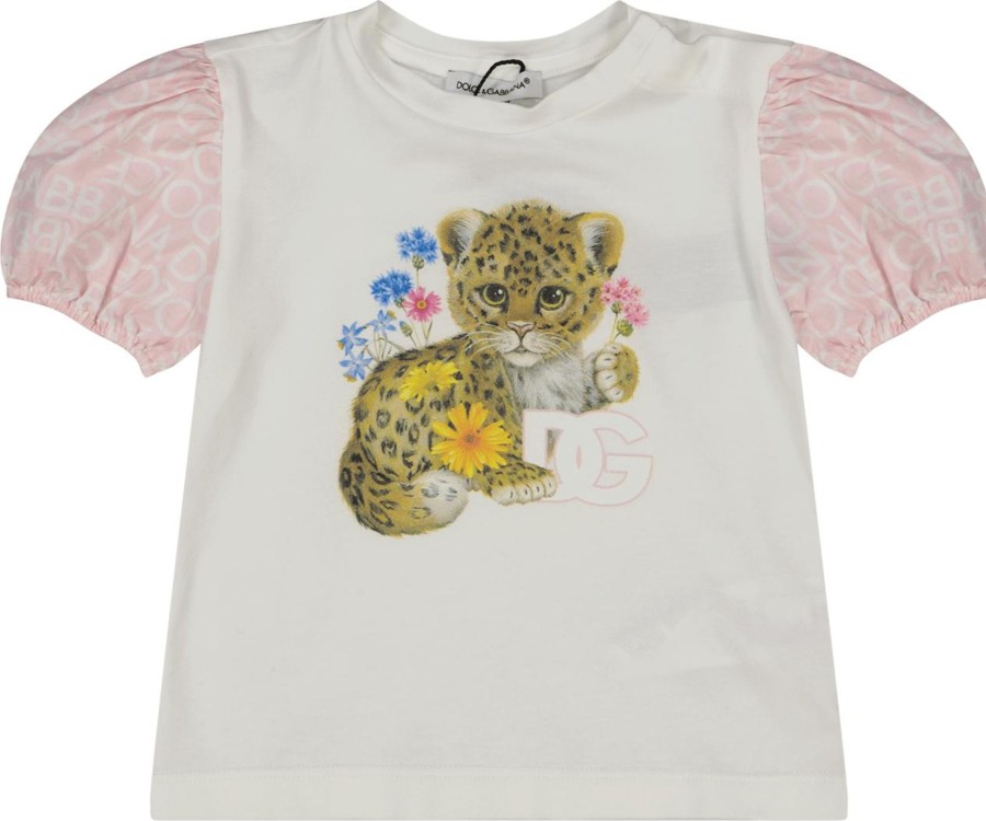 Kids Dolce & Gabbana Shirts | Dolce & Gabbana Dolce & Gabbana Baby Meisjes T-Shirt Wit Wit