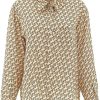 Dames Burberry | Burberry Burberry Unicorn Print Silk Shirt Beige