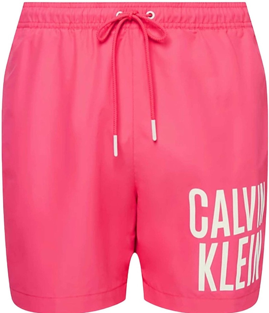 Heren Calvin Klein | Calvin Klein Calvin Klein Badkleding Roze Polyester Maat Xl Medium Drawstring Zwembroeken Roze Roze