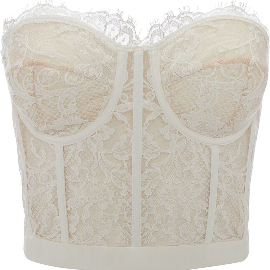 Dames Alexander McQueen | Alexander Mcqueen Floral-Lace Bustier Top Neutraal