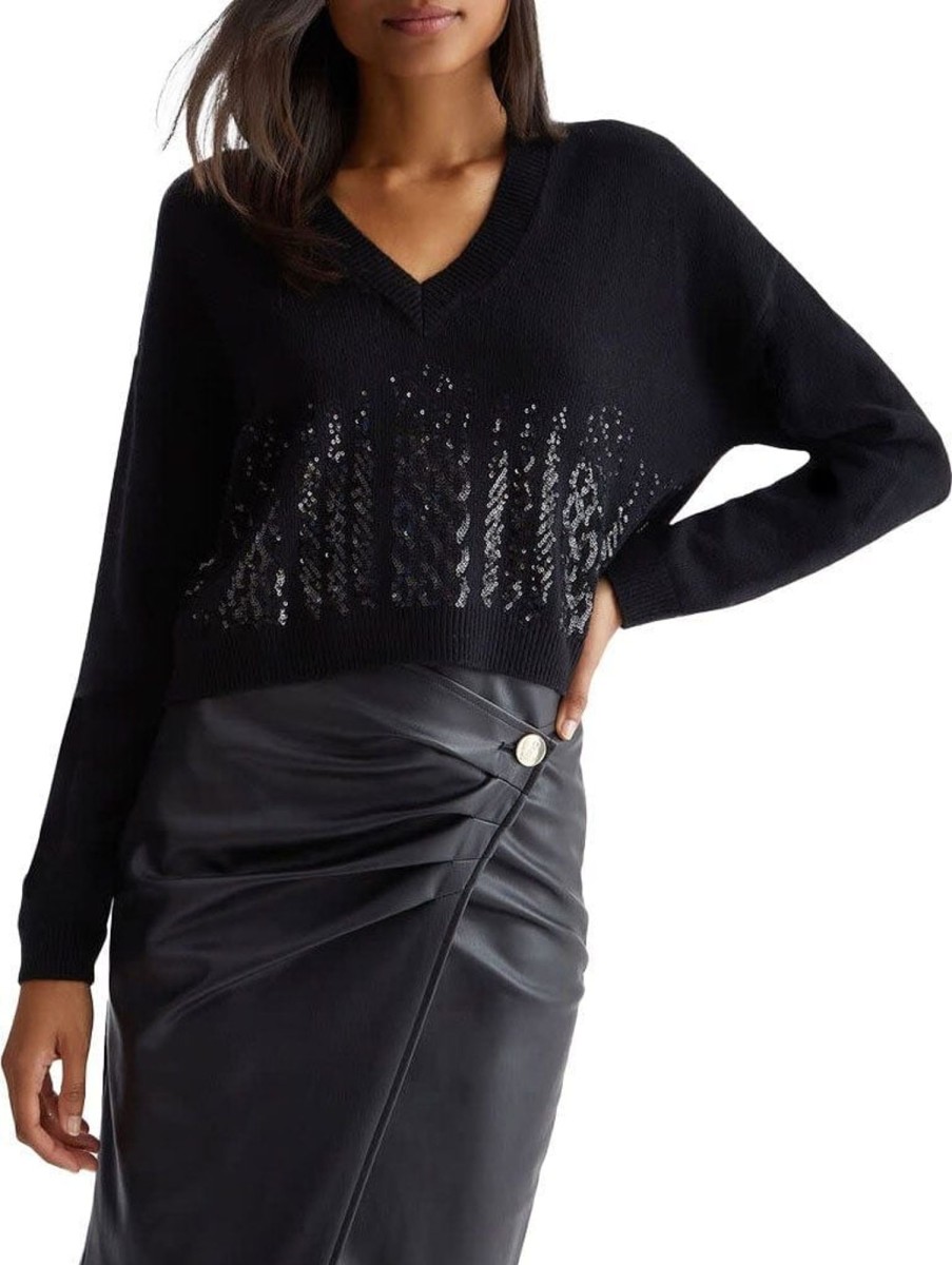 Dames Liu Jo | Liu Jo Sweater With Sequins Black Zwart