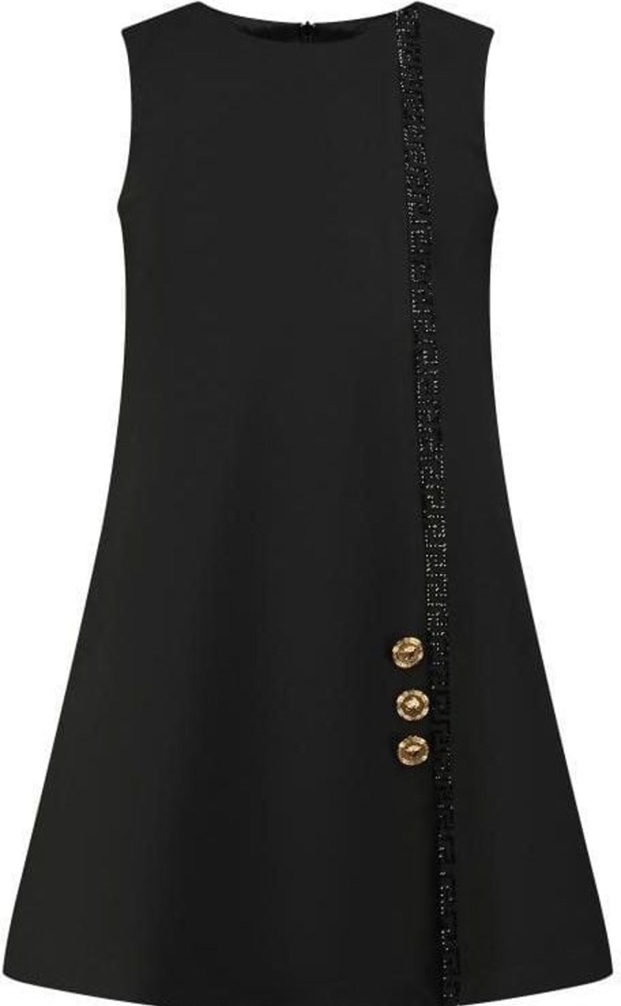 Kids Versace Jurken | Versace Dress Cady + Greca Strass Zwart