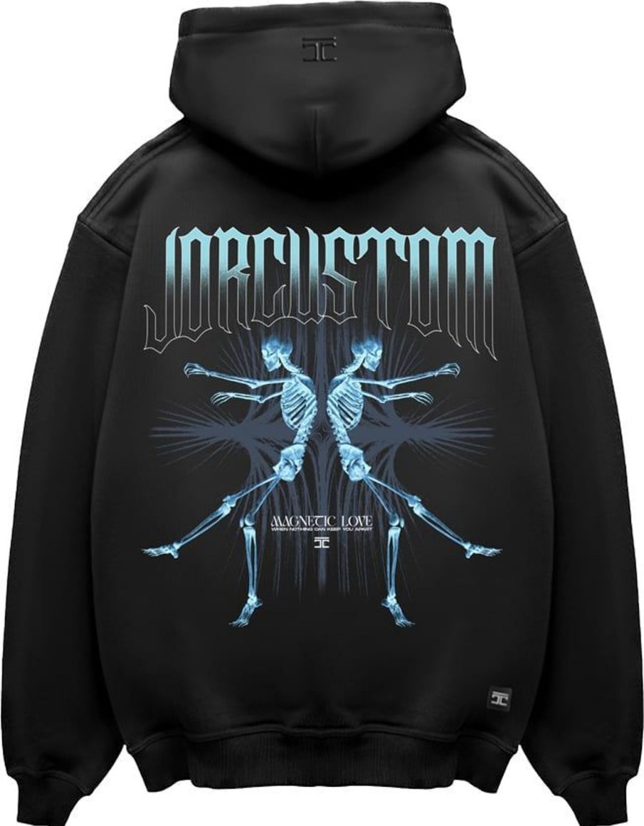 Heren JORCUSTOM | Jorcustom Magnetic Zipped Hoodie Black Zwart