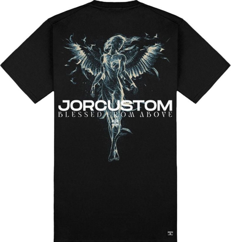 Heren JORCUSTOM | Jorcustom Bw-Angel Slim Fit T-Shirt Black Zwart