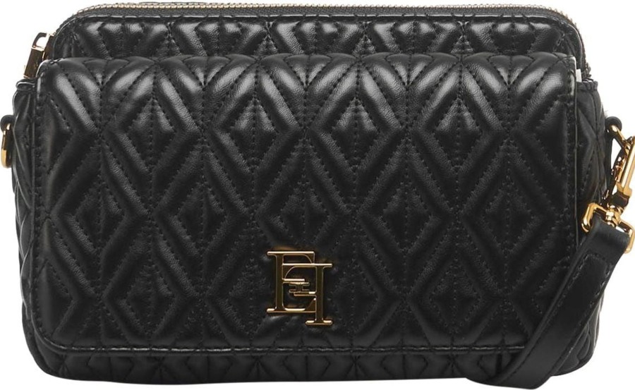 Dames Elisabetta Franchi | Elisabetta Franchi Quilted Crossbody Bag Zwart