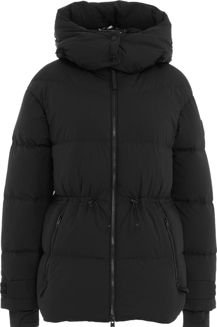 Dames Woolrich | Woolrich Matt Stretch Black Hooded Down Jacket Black Zwart