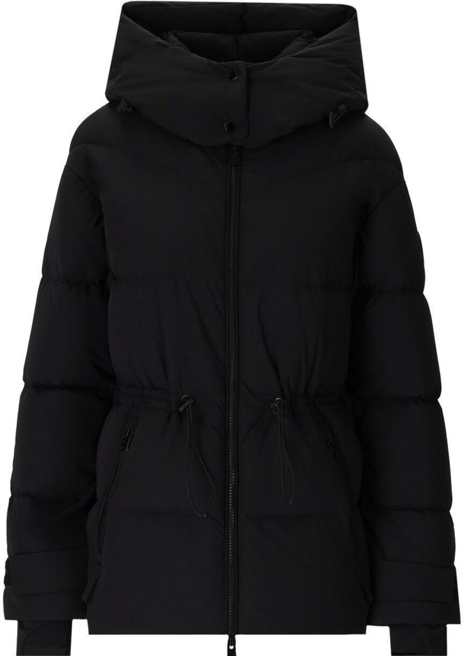 Dames Woolrich | Woolrich Matt Stretch Black Hooded Down Jacket Black Zwart