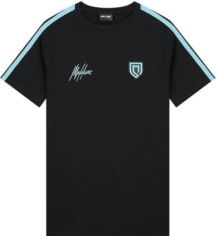 Heren Malelions | Malelions Sport Academy T-Shirt - Black/Turq Zwart