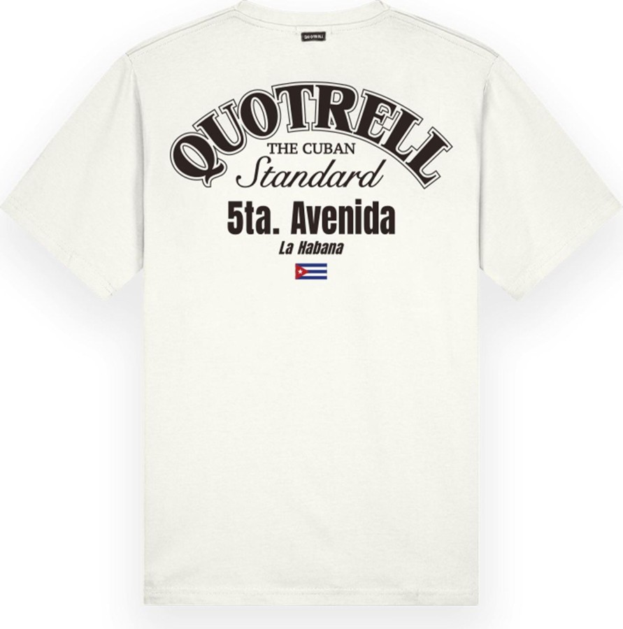 Heren Quotrell | Quotrell Avenida T-Shirt | Off White/Brown Wit