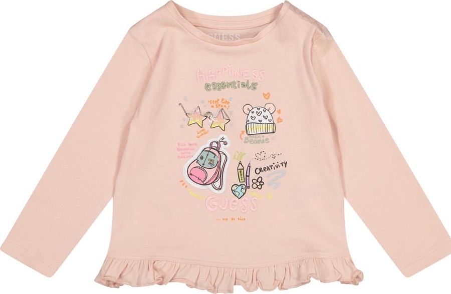 Kids Guess Shirts | Guess Guess Baby Meisjes T-Shirt Zalm Roze