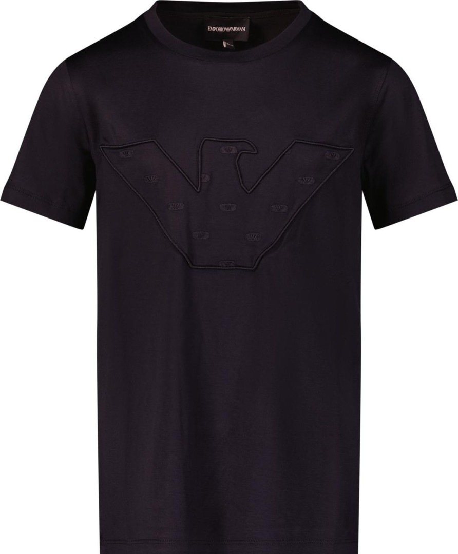 Kids Emporio Armani T-Shirts | Emporio Armani Armani Kinder Jongens T-Shirt Navy Blauw