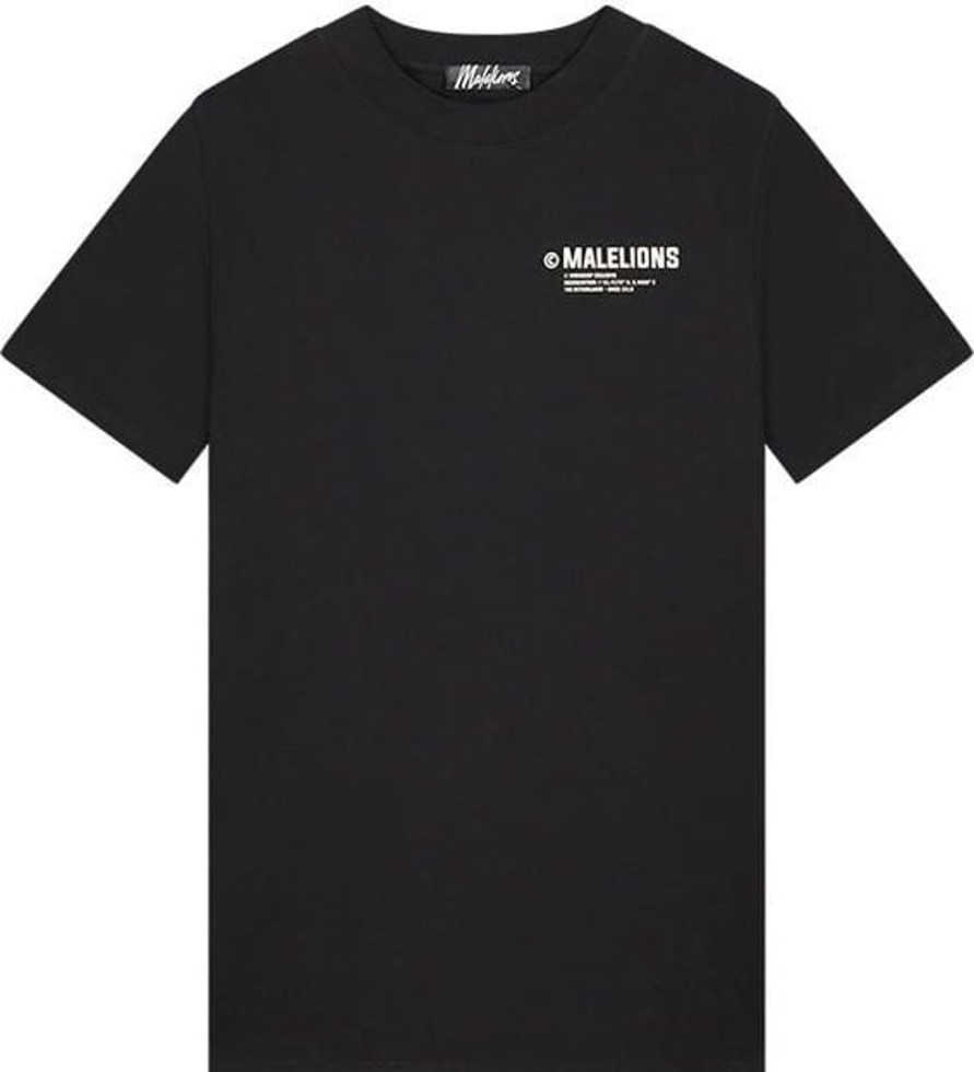 Heren Malelions | Malelions Men Workshop T-Shirt - Black/Beige Zwart