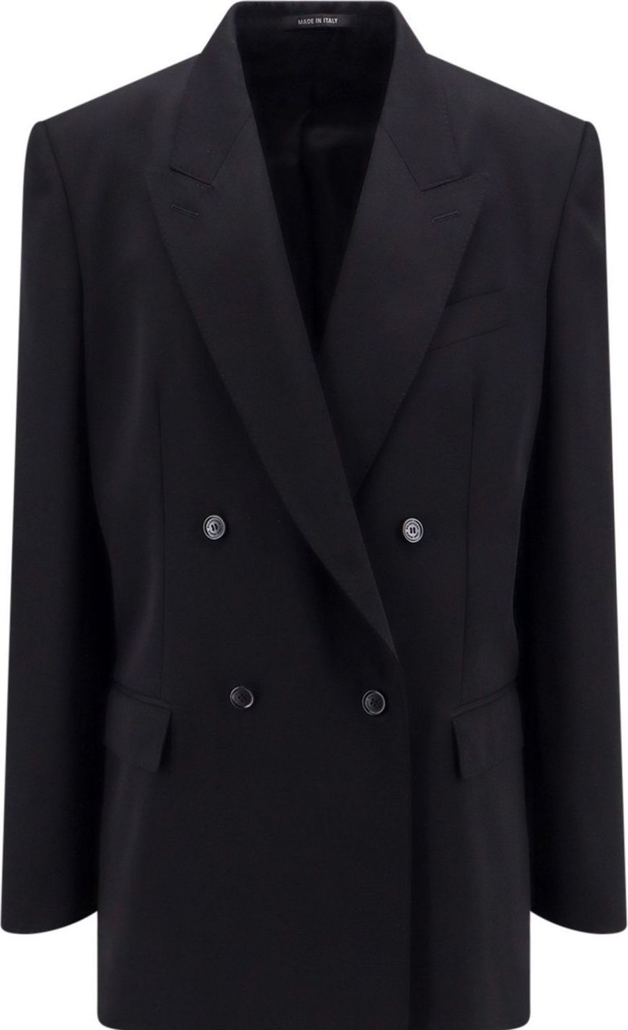 Heren Balenciaga | Balenciaga Oversize Wool Blazer With Shoulder Pads Zwart