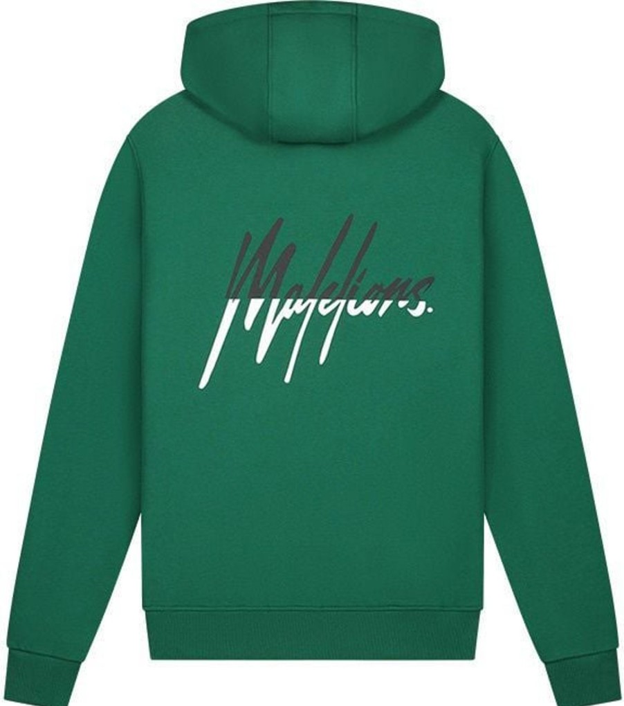 Heren Malelions | Malelions Split Hoodie - Dark Green/White Zwart