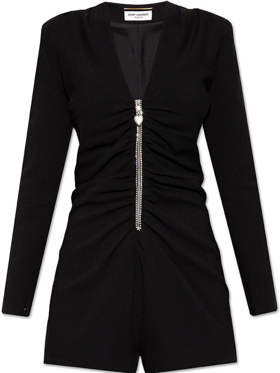 Dames Saint Laurent | Saint Laurent Saint Laurent Long Sleeves Jumpsuit Zwart