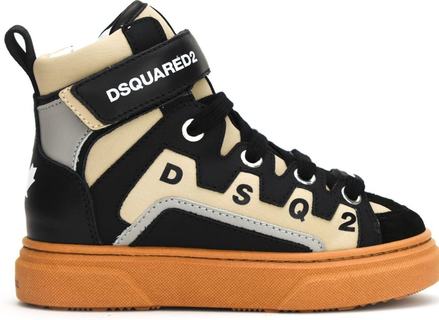 Kids Dsquared2 Schoenen | Dsquared2 Isabel Veterboot Beige Zwart