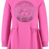 Kids Versace Jurken | Versace Dress Fleece + Medusa Strass Embroidery Roze