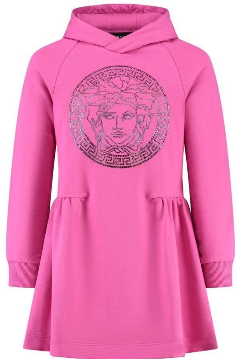 Kids Versace Jurken | Versace Dress Fleece + Medusa Strass Embroidery Roze