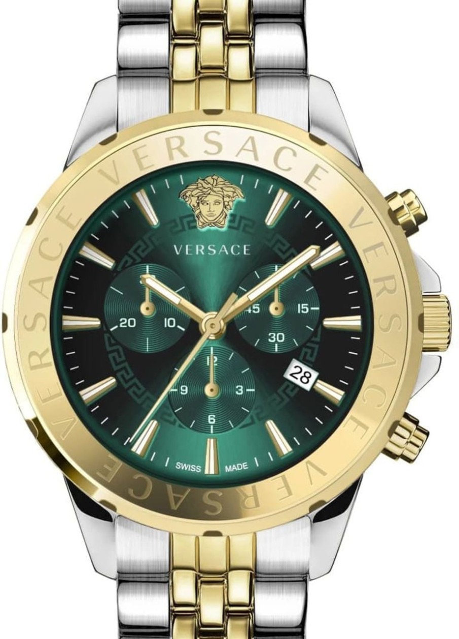 Heren Versace | Versace Vev602023 Chrono Signature Heren Horloge 44 Mm Groen