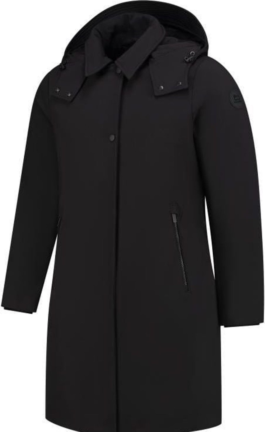 Dames Woolrich | Woolrich Firth Down Hooded Trench Zwart