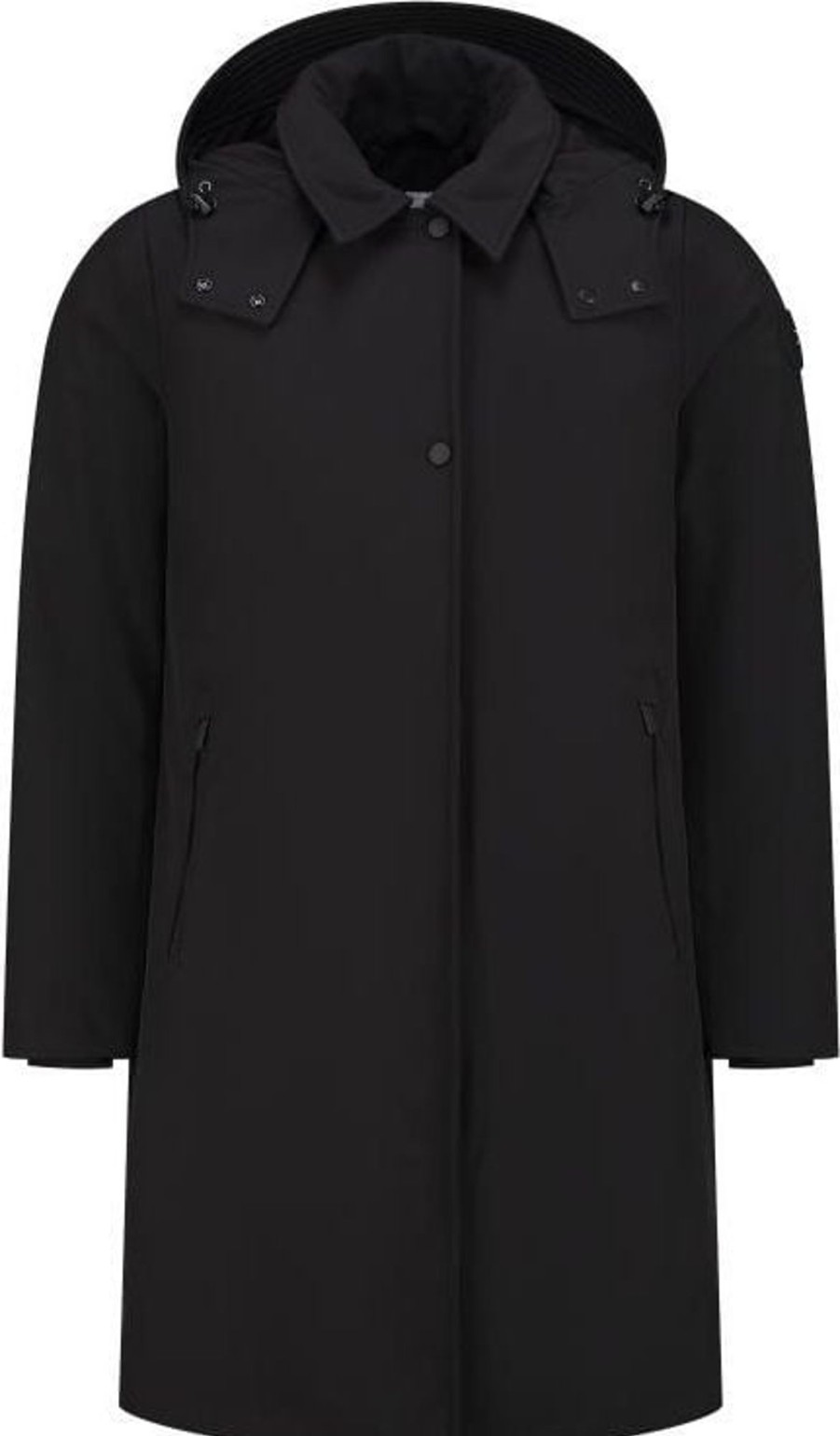 Dames Woolrich | Woolrich Firth Down Hooded Trench Zwart