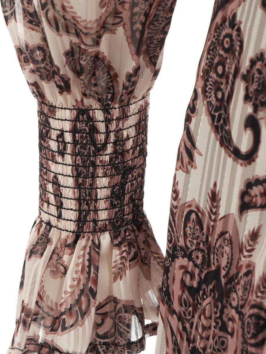 Dames Liu Jo | Liu Jo Pleated Dress With Paisley Print Bruin