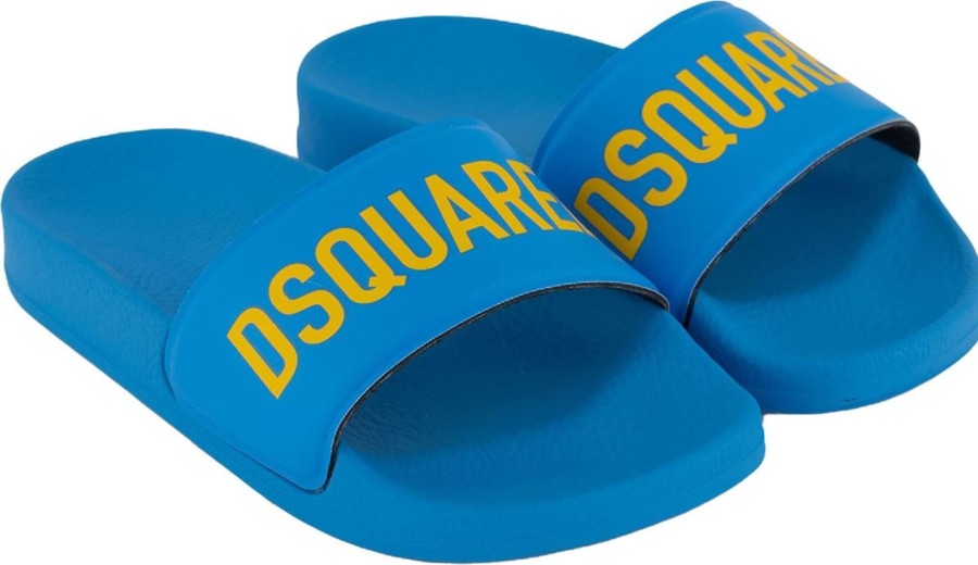 Kids Dsquared2 Slippers | Dsquared2 Dq0610 P5287 Slippers Turquoise Blauw