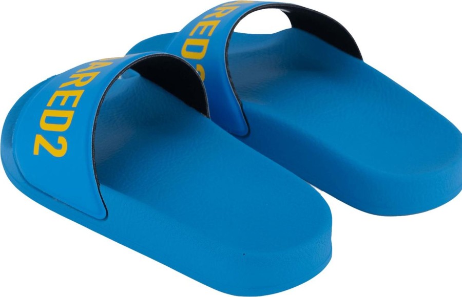 Kids Dsquared2 Slippers | Dsquared2 Dq0610 P5287 Slippers Turquoise Blauw