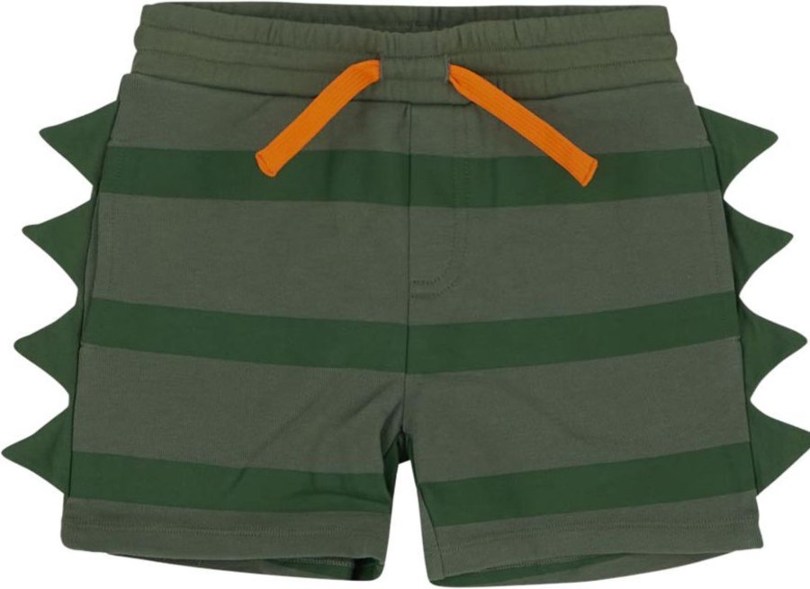 Kids Stella McCartney Shorts | Stella Mccartney Crocodile Spikes Striped Sweatshort Groen